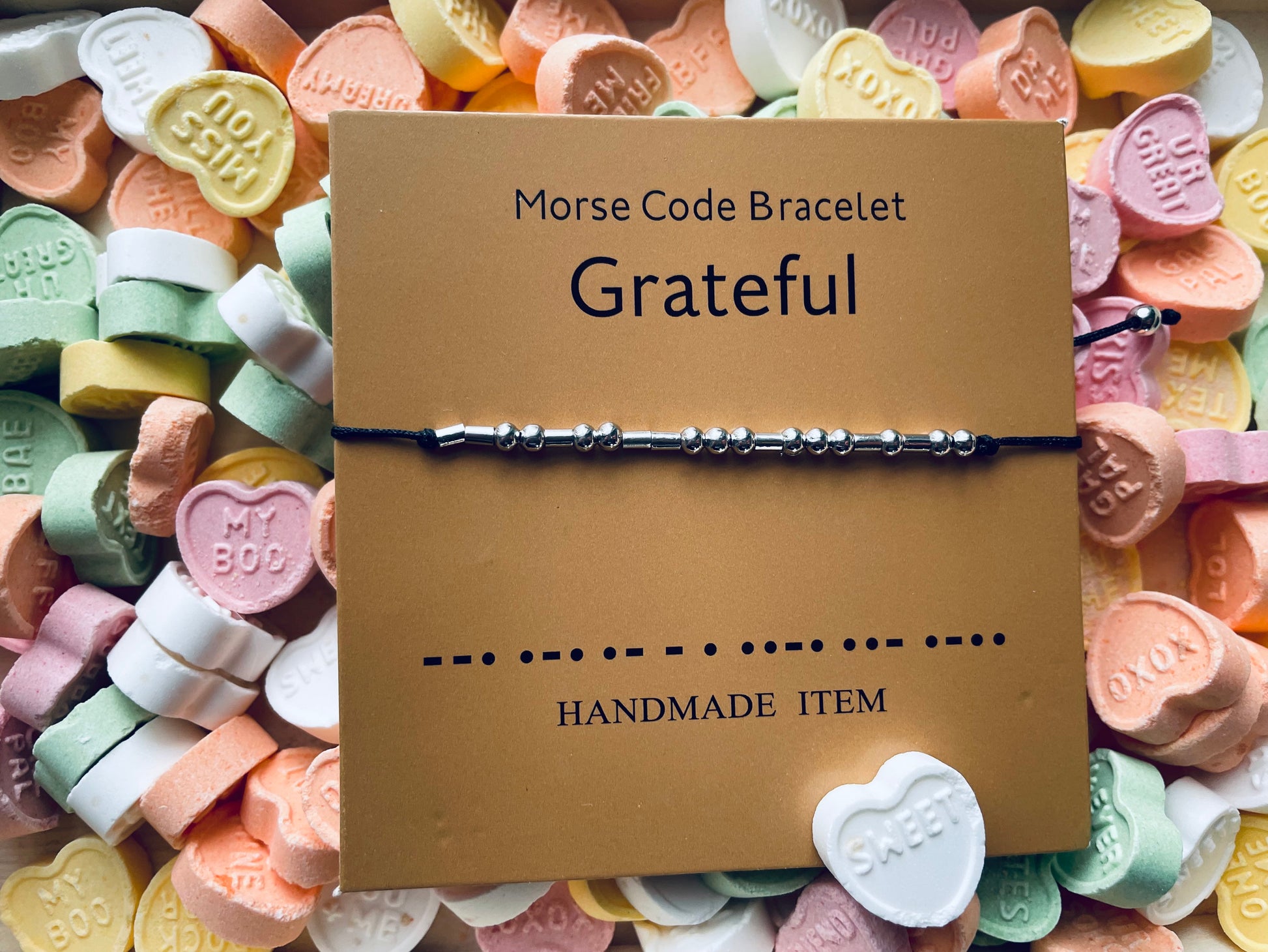grateful bracelet on candy hearts