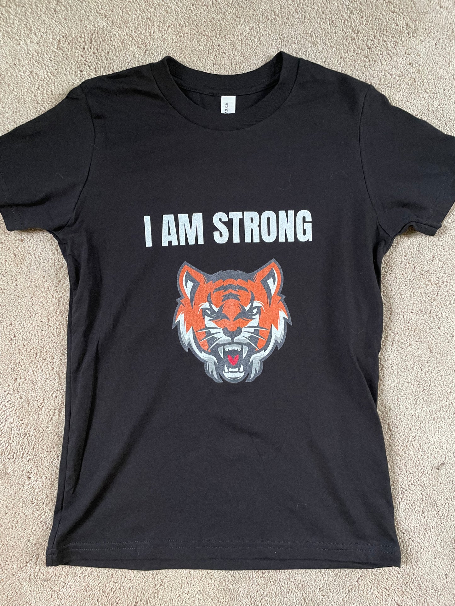 “I AM STRONG” black kids affirmation tee shirt