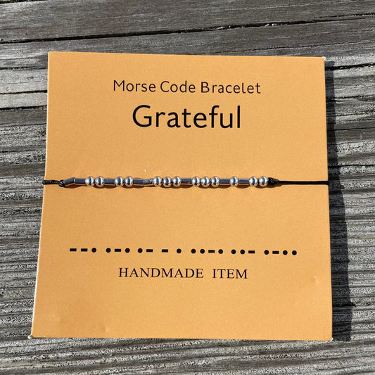Grateful morse code bracelet on card