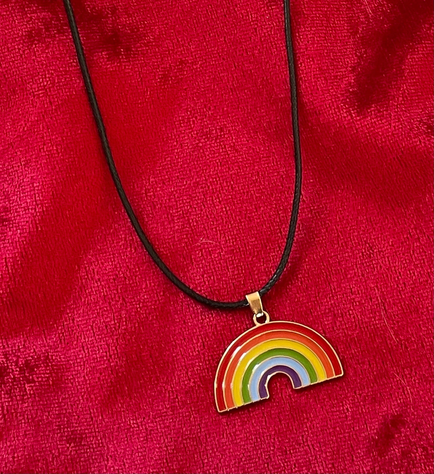 Rainbow pendant with adjustable 18"  wax cord