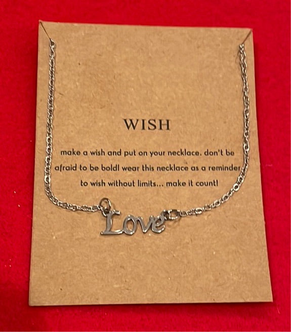 Stainless Steel Wish 16" Necklace - Love