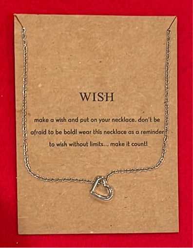 Stainless Steel Wish 16" Necklace - Open Heart