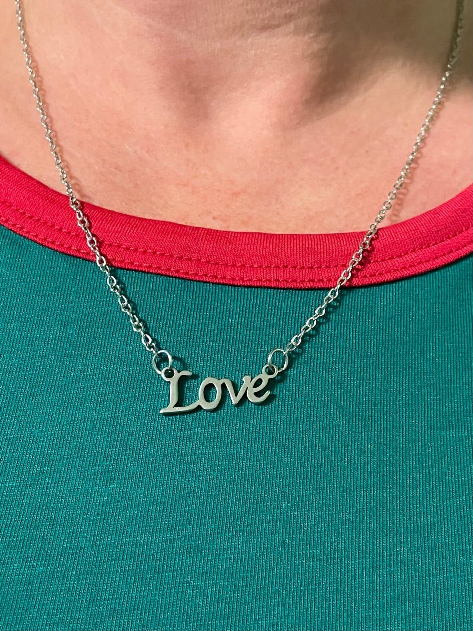 Stainless Steel Wish 16" Necklace - Love